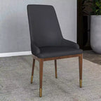 LeisureMod Sedia Moderna da Pranzo Rivestita in Pelle con Gambe in Legno di Caucciù Marrone Sedie Laterali per Cucina Accent Serie Viva