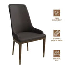 LeisureMod Sedia Moderna da Pranzo Rivestita in Pelle con Gambe in Legno di Caucciù Marrone Sedie Laterali per Cucina Accent Serie Viva