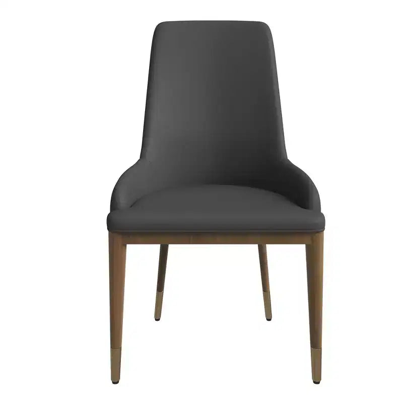 LeisureMod Sedia Moderna da Pranzo Rivestita in Pelle con Gambe in Legno di Caucciù Marrone Sedie Laterali per Cucina Accent Serie Viva