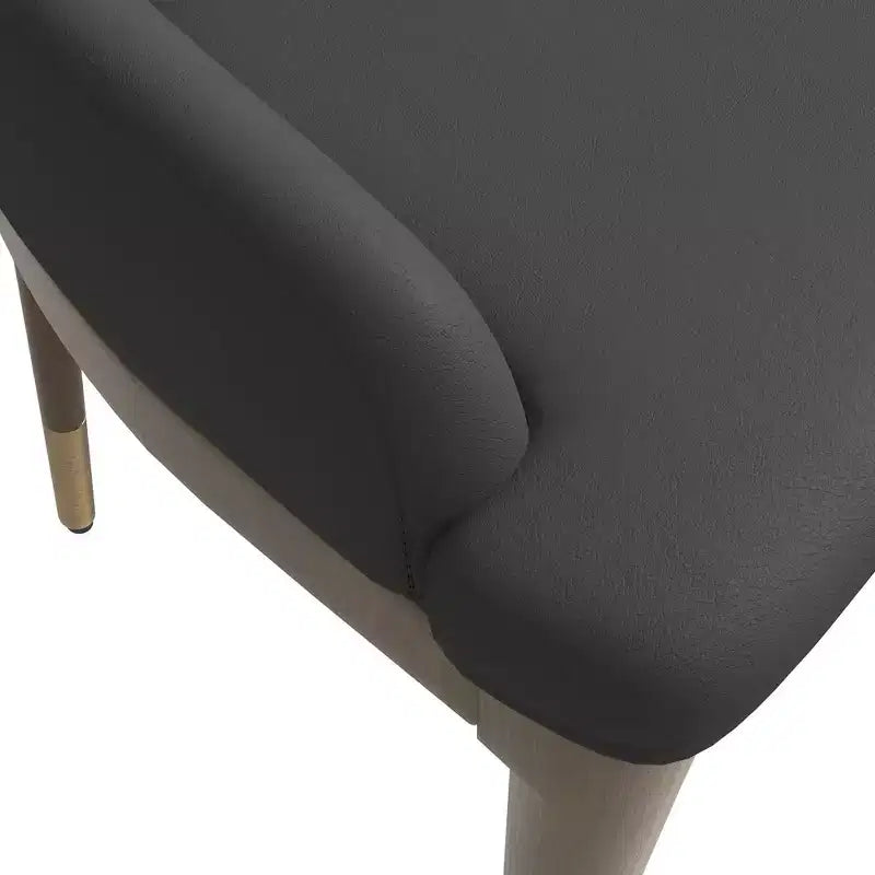 LeisureMod Sedia Moderna da Pranzo Rivestita in Pelle con Gambe in Legno di Caucciù Marrone Sedie Laterali per Cucina Accent Serie Viva