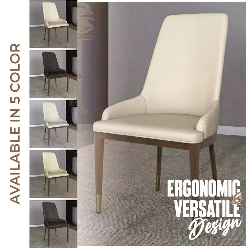 LeisureMod Sedia Moderna da Pranzo Rivestita in Pelle con Gambe in Legno di Caucciù Marrone Sedie Laterali per Cucina Accent Serie Viva