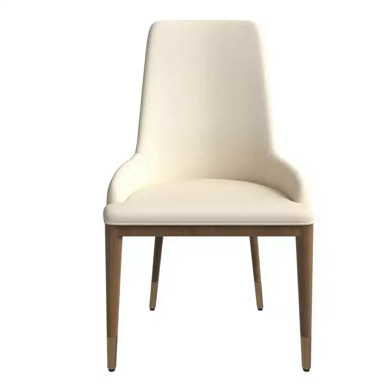 LeisureMod Sedia Moderna da Pranzo Rivestita in Pelle con Gambe in Legno di Caucciù Marrone Sedie Laterali per Cucina Accent Serie Viva