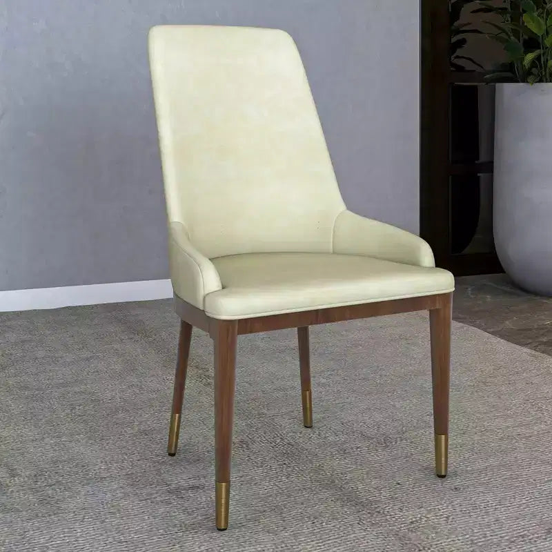 LeisureMod Sedia Moderna da Pranzo Rivestita in Pelle con Gambe in Legno di Caucciù Marrone Sedie Laterali per Cucina Accent Serie Viva