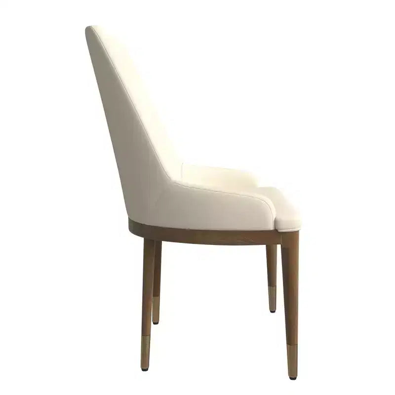 LeisureMod Sedia Moderna da Pranzo Rivestita in Pelle con Gambe in Legno di Caucciù Marrone Sedie Laterali per Cucina Accent Serie Viva