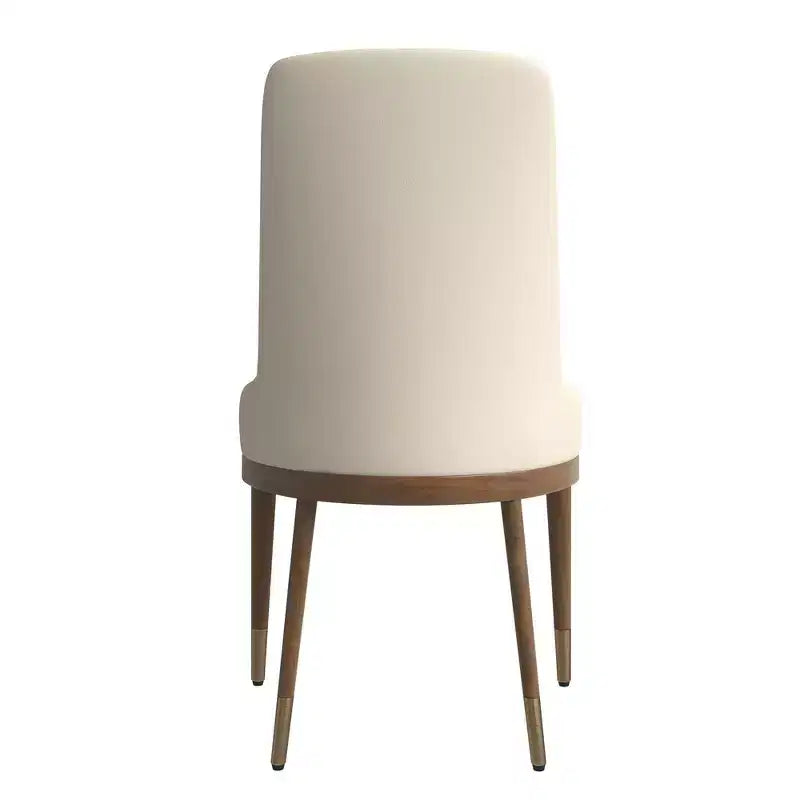 LeisureMod Sedia Moderna da Pranzo Rivestita in Pelle con Gambe in Legno di Caucciù Marrone Sedie Laterali per Cucina Accent Serie Viva