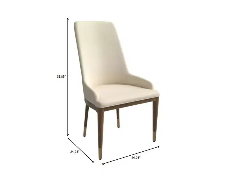 LeisureMod Sedia Moderna da Pranzo Rivestita in Pelle con Gambe in Legno di Caucciù Marrone Sedie Laterali per Cucina Accent Serie Viva