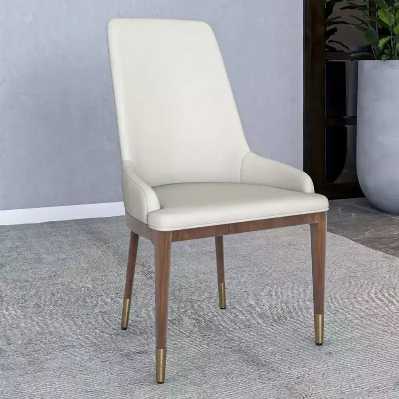 LeisureMod Sedia Moderna da Pranzo Rivestita in Pelle con Gambe in Legno di Caucciù Marrone Sedie Laterali per Cucina Accent Serie Viva