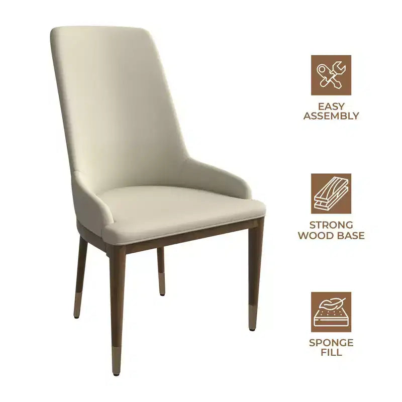 LeisureMod Sedia Moderna da Pranzo Rivestita in Pelle con Gambe in Legno di Caucciù Marrone Sedie Laterali per Cucina Accent Serie Viva
