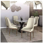LeisureMod Sedia Moderna da Pranzo Rivestita in Pelle con Gambe in Legno di Caucciù Marrone Sedie Laterali per Cucina Accent Serie Viva