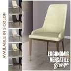 LeisureMod Sedia Moderna da Pranzo Rivestita in Pelle con Gambe in Legno di Caucciù Marrone Sedie Laterali per Cucina Accent Serie Viva