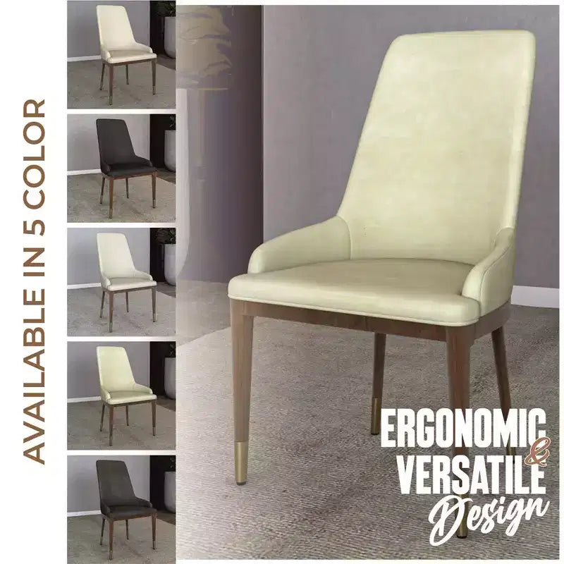 LeisureMod Sedia Moderna da Pranzo Rivestita in Pelle con Gambe in Legno di Caucciù Marrone Sedie Laterali per Cucina Accent Serie Viva