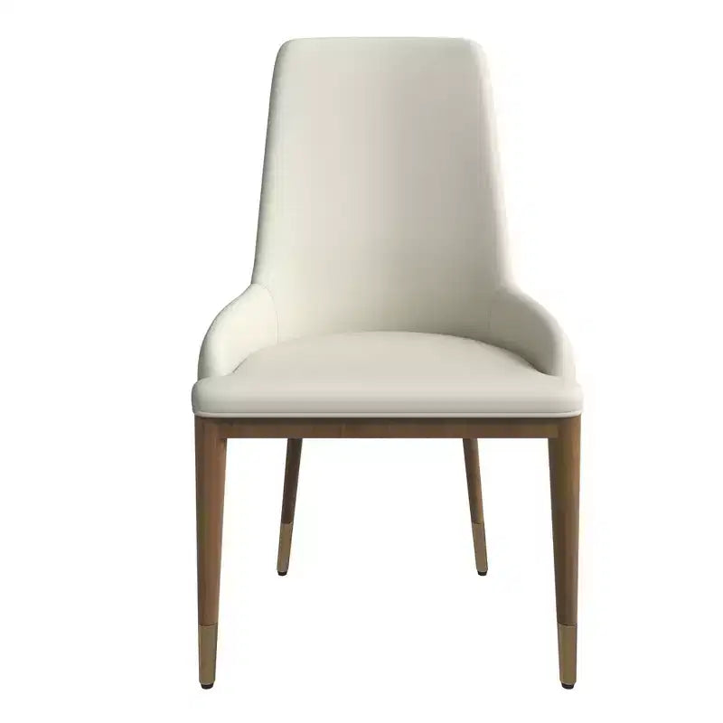 LeisureMod Sedia Moderna da Pranzo Rivestita in Pelle con Gambe in Legno di Caucciù Marrone Sedie Laterali per Cucina Accent Serie Viva