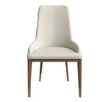 LeisureMod Sedia Moderna da Pranzo Rivestita in Pelle con Gambe in Legno di Caucciù Marrone Sedie Laterali per Cucina Accent Serie Viva