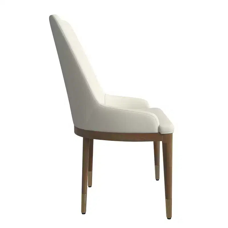 LeisureMod Sedia Moderna da Pranzo Rivestita in Pelle con Gambe in Legno di Caucciù Marrone Sedie Laterali per Cucina Accent Serie Viva