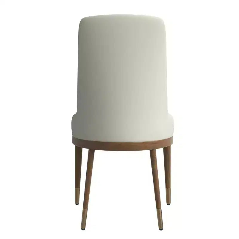 LeisureMod Sedia Moderna da Pranzo Rivestita in Pelle con Gambe in Legno di Caucciù Marrone Sedie Laterali per Cucina Accent Serie Viva
