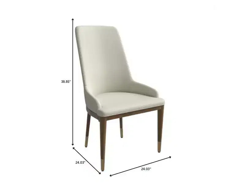 LeisureMod Sedia Moderna da Pranzo Rivestita in Pelle con Gambe in Legno di Caucciù Marrone Sedie Laterali per Cucina Accent Serie Viva