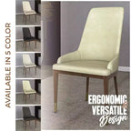 LeisureMod Sedia Moderna da Pranzo Rivestita in Pelle con Gambe in Legno di Caucciù Marrone Sedie Laterali per Cucina Accent Serie Viva