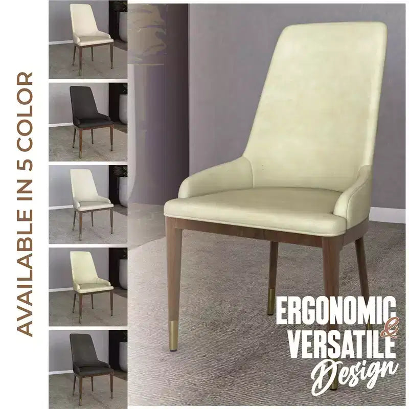 LeisureMod Sedia Moderna da Pranzo Rivestita in Pelle con Gambe in Legno di Caucciù Marrone Sedie Laterali per Cucina Accent Serie Viva
