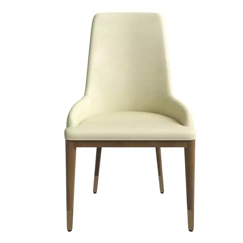 LeisureMod Sedia Moderna da Pranzo Rivestita in Pelle con Gambe in Legno di Caucciù Marrone Sedie Laterali per Cucina Accent Serie Viva