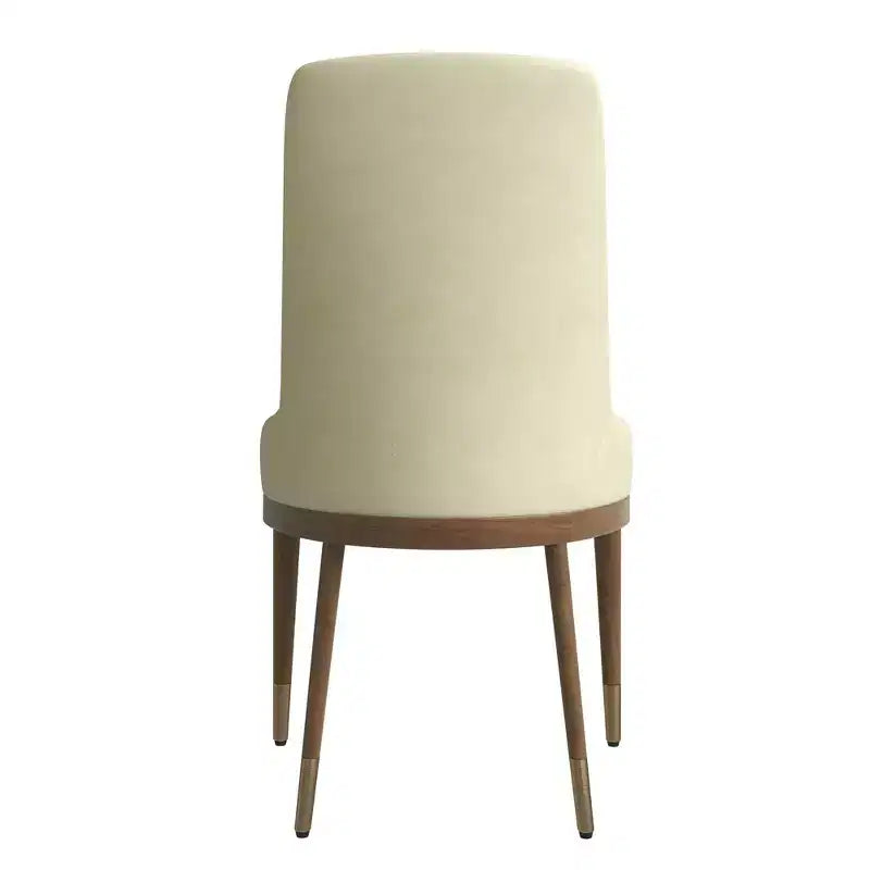 LeisureMod Sedia Moderna da Pranzo Rivestita in Pelle con Gambe in Legno di Caucciù Marrone Sedie Laterali per Cucina Accent Serie Viva