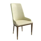 LeisureMod Modern Dining Chair Upholstered in Leather with Brown Rubberwood Legs Accent Kitchen Room Side Chairs Viva Series