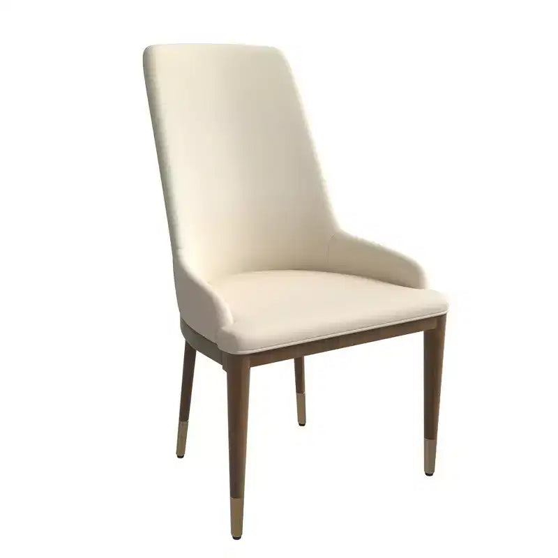 LeisureMod Sedia Moderna da Pranzo Rivestita in Pelle con Gambe in Legno di Caucciù Marrone Sedie Laterali per Cucina Accent Serie Viva