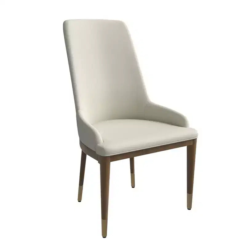 LeisureMod Sedia Moderna da Pranzo Rivestita in Pelle con Gambe in Legno di Caucciù Marrone Sedie Laterali per Cucina Accent Serie Viva