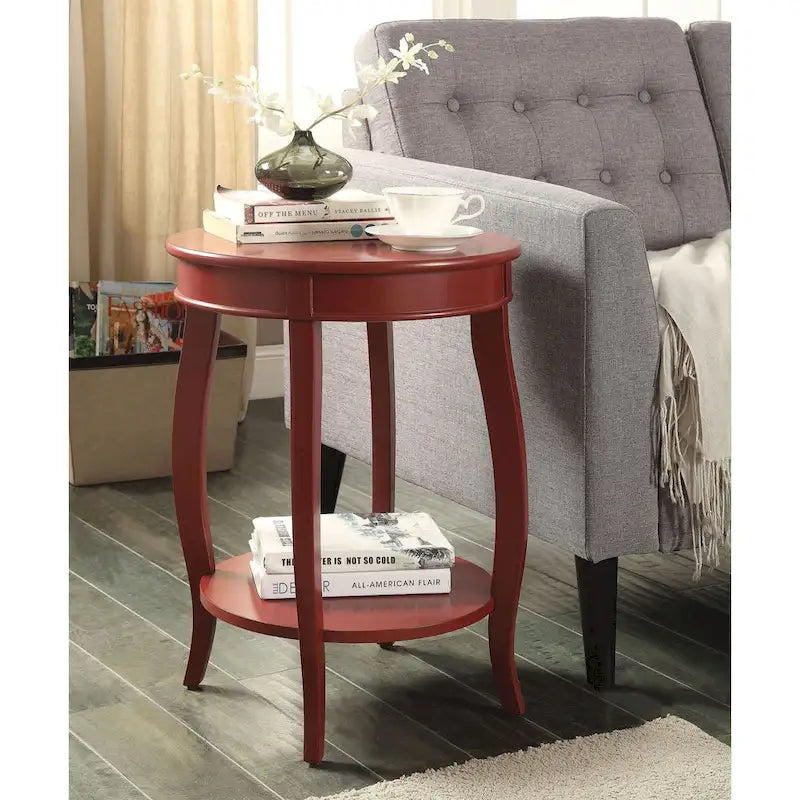Tavolino Rotondo con Gambe a Cabriole e Ripiano Aperto – 4 Colori
