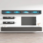 Mobile TV Sospeso a Parete con Luci LED a 16 Colori, 126"L
