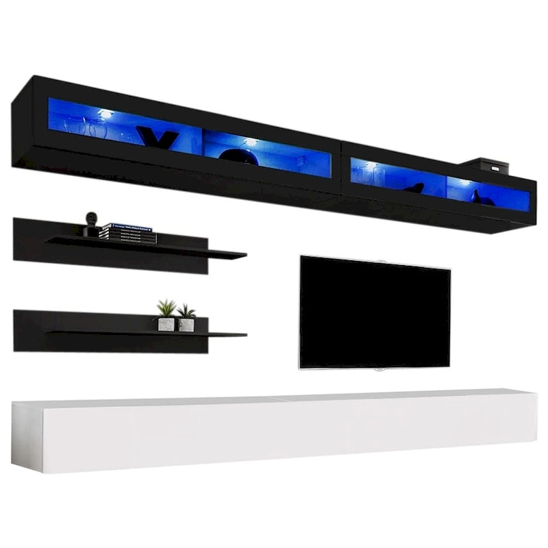 Mobile TV Sospeso a Parete con Luci LED a 16 Colori, 126"L