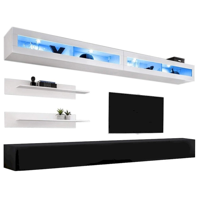 Mobile TV Sospeso a Parete con Luci LED a 16 Colori, 126"L