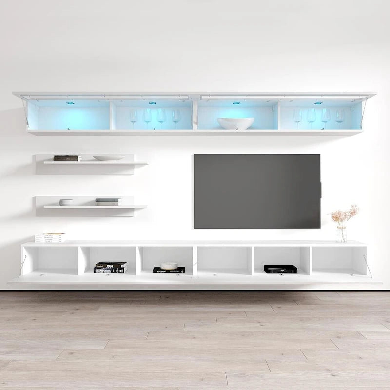 Mobile TV Sospeso a Parete con Luci LED a 16 Colori, 126"L