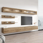 Mobile TV Sospeso a Parete con Luci LED a 16 Colori, 126"L