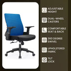 LeisureMod Brio Sedia da ufficio ergonomica in rete - Supporto lombare traspirante - Sedia da scrivania per computer girevole e reclinabile regolabile