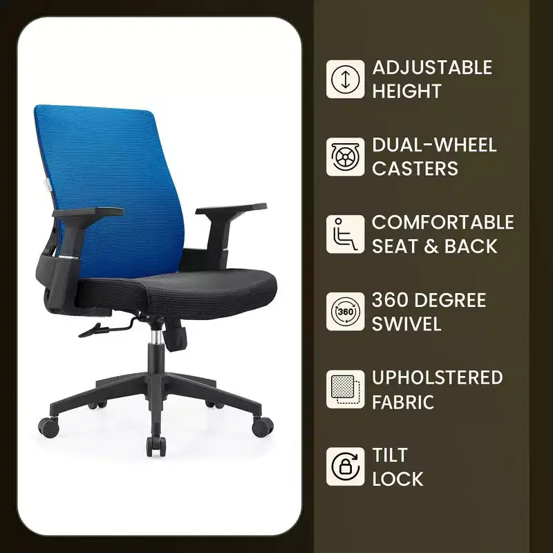 LeisureMod Brio Sedia da ufficio ergonomica in rete - Supporto lombare traspirante - Sedia da scrivania per computer girevole e reclinabile regolabile