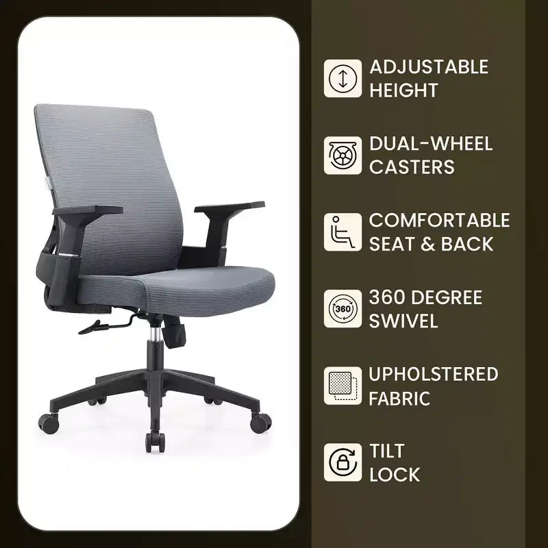 LeisureMod Brio Sedia da ufficio ergonomica in rete - Supporto lombare traspirante - Sedia da scrivania per computer girevole e reclinabile regolabile
