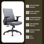 LeisureMod Brio Sedia da ufficio ergonomica in rete - Supporto lombare traspirante - Sedia da scrivania per computer girevole e reclinabile regolabile