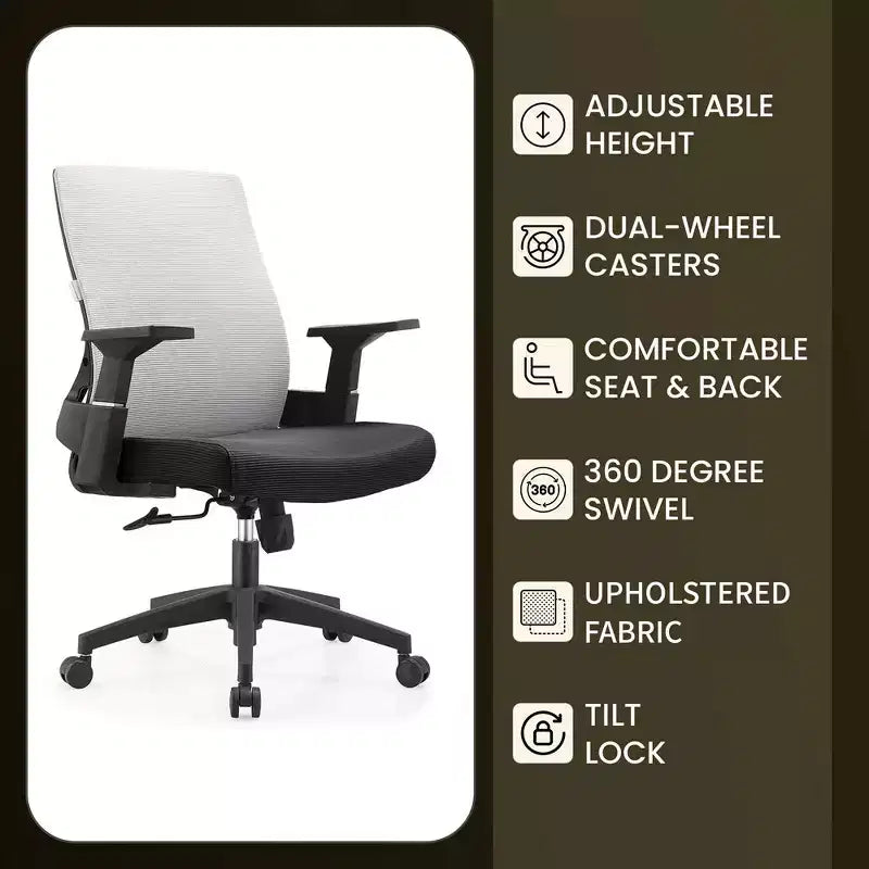 LeisureMod Brio Sedia da ufficio ergonomica in rete - Supporto lombare traspirante - Sedia da scrivania per computer girevole e reclinabile regolabile