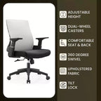 LeisureMod Brio Sedia da ufficio ergonomica in rete - Supporto lombare traspirante - Sedia da scrivania per computer girevole e reclinabile regolabile