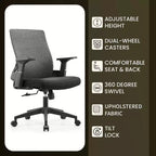 LeisureMod Brio Sedia da ufficio ergonomica in rete - Supporto lombare traspirante - Sedia da scrivania per computer girevole e reclinabile regolabile