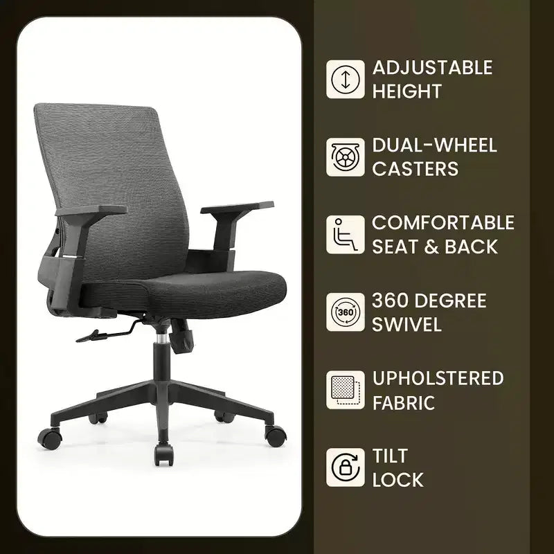 LeisureMod Brio Sedia da ufficio ergonomica in rete - Supporto lombare traspirante - Sedia da scrivania per computer girevole e reclinabile regolabile