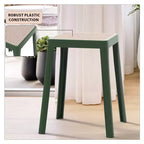 LeisureMod Tresse Sgabello da pranzo quadrato impilabile con piano in vimini, design leggero e durevole per uso in cucina, giardino, balcone, bar, terrazza o patio
