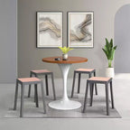 LeisureMod Tresse Sgabello da pranzo quadrato impilabile con piano in vimini, design leggero e durevole per uso in cucina, giardino, balcone, bar, terrazza o patio