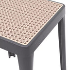 LeisureMod Tresse Sgabello da pranzo quadrato impilabile con piano in vimini, design leggero e durevole per uso in cucina, giardino, balcone, bar, terrazza o patio