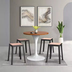 LeisureMod Tresse Sgabello da pranzo quadrato impilabile con piano in vimini, design leggero e durevole per uso in cucina, giardino, balcone, bar, terrazza o patio
