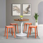 LeisureMod Tresse Sgabello da pranzo quadrato impilabile con piano in vimini, design leggero e durevole per uso in cucina, giardino, balcone, bar, terrazza o patio