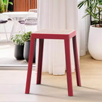 LeisureMod Tresse Sgabello da pranzo quadrato impilabile con piano in vimini, design leggero e durevole per uso in cucina, giardino, balcone, bar, terrazza o patio