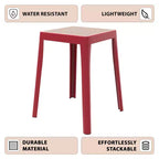 LeisureMod Tresse Sgabello da pranzo quadrato impilabile con piano in vimini, design leggero e durevole per uso in cucina, giardino, balcone, bar, terrazza o patio