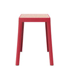 LeisureMod Tresse Sgabello da pranzo quadrato impilabile con piano in vimini, design leggero e durevole per uso in cucina, giardino, balcone, bar, terrazza o patio