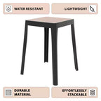 LeisureMod Tresse Sgabello da pranzo quadrato impilabile con piano in vimini, design leggero e durevole per uso in cucina, giardino, balcone, bar, terrazza o patio